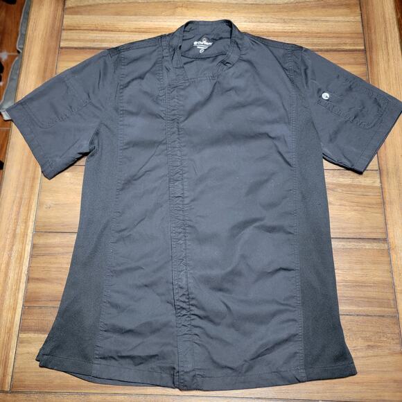 Chef Works Black Short Sleeve Zip Uniform Top - Size Medium - Picture 1 of 7